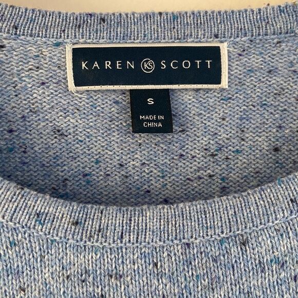 Karen Scott Size Small Light Blue HTHR Curve Hem Pullover Sweater - Picture 3 of 5